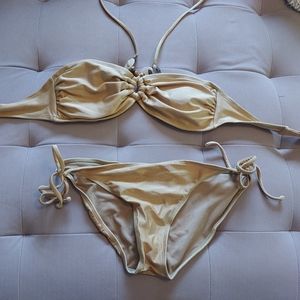 Two Piece Gold Bathing Suit